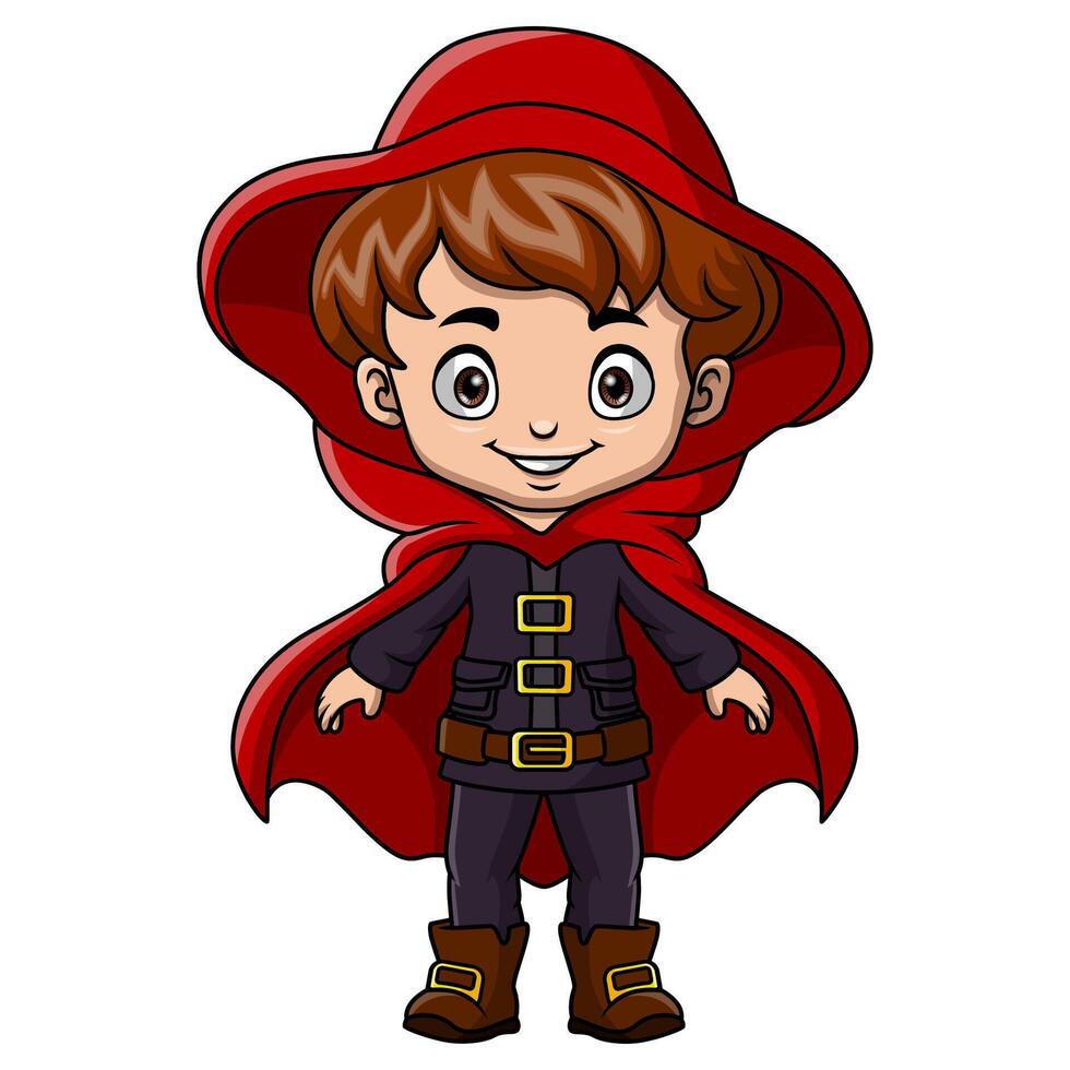 Cute little boy cartoon wearing witch costume vector