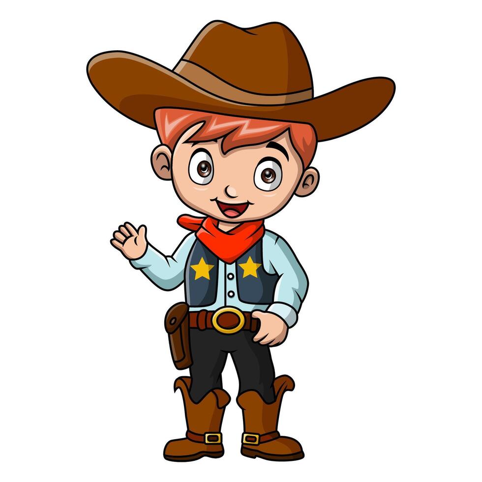 Cute cowboy cartoon on white background vector