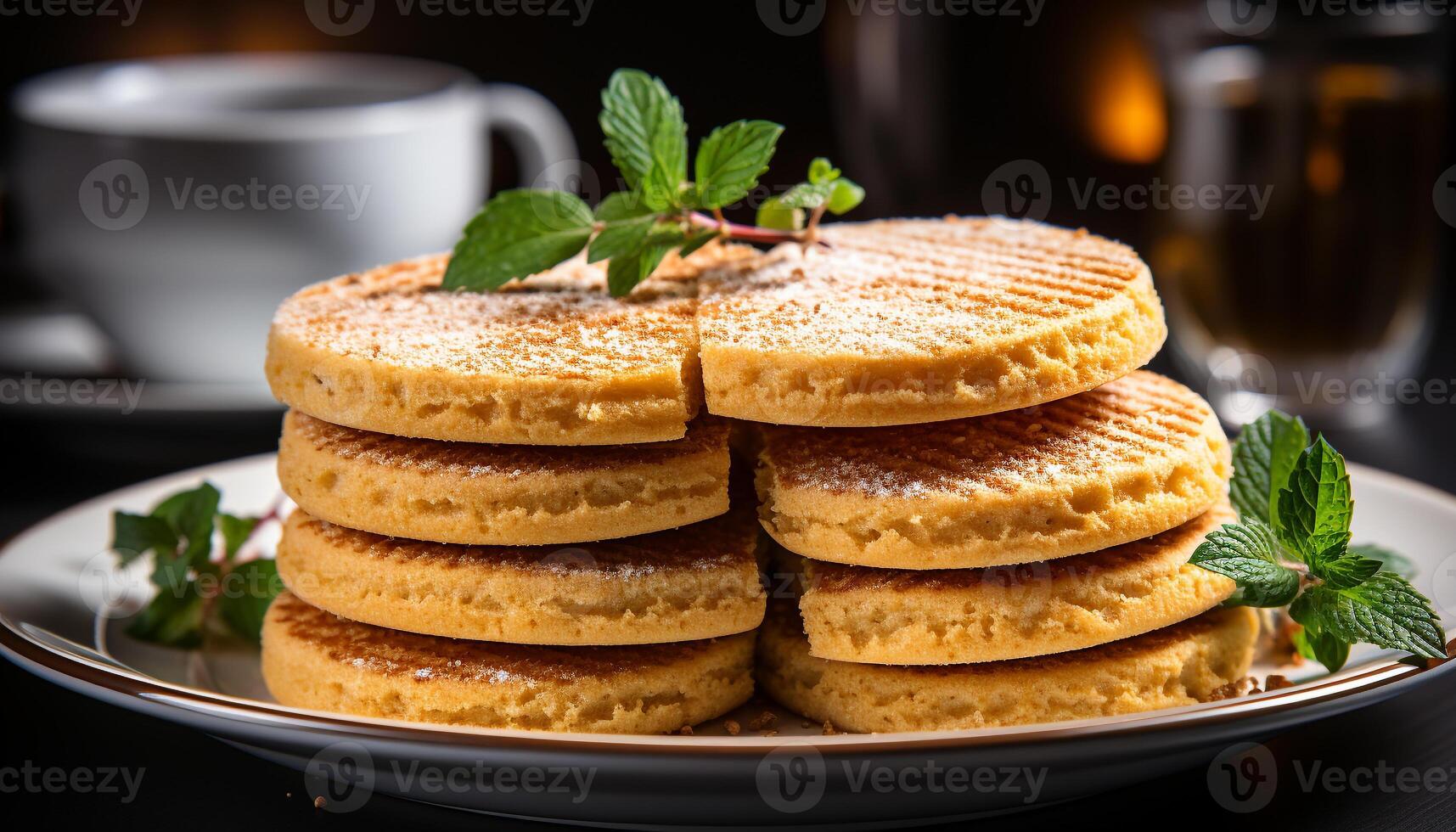 AI generated Homemade gourmet dessert Freshly baked pancake stack with raspberry syrup generated by AI photo