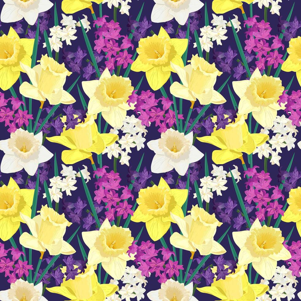Spring flowers on a purple background. vector