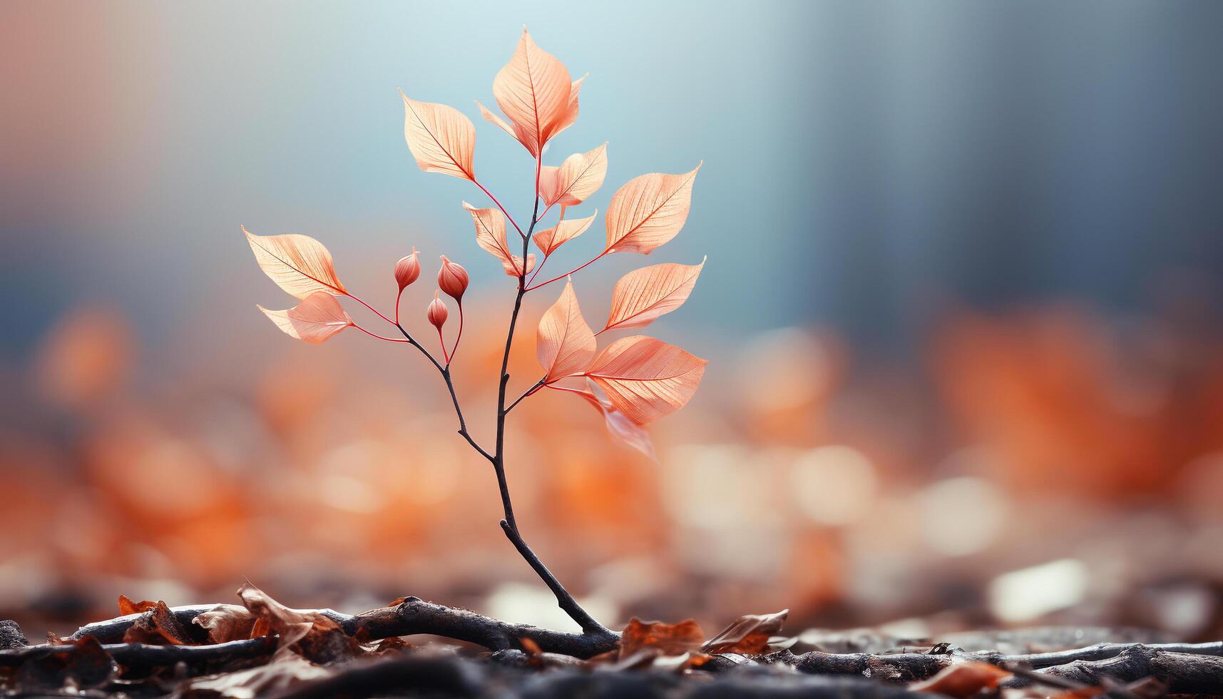 AI generated Vibrant autumn colors adorn the tree in the forest generated by AI photo