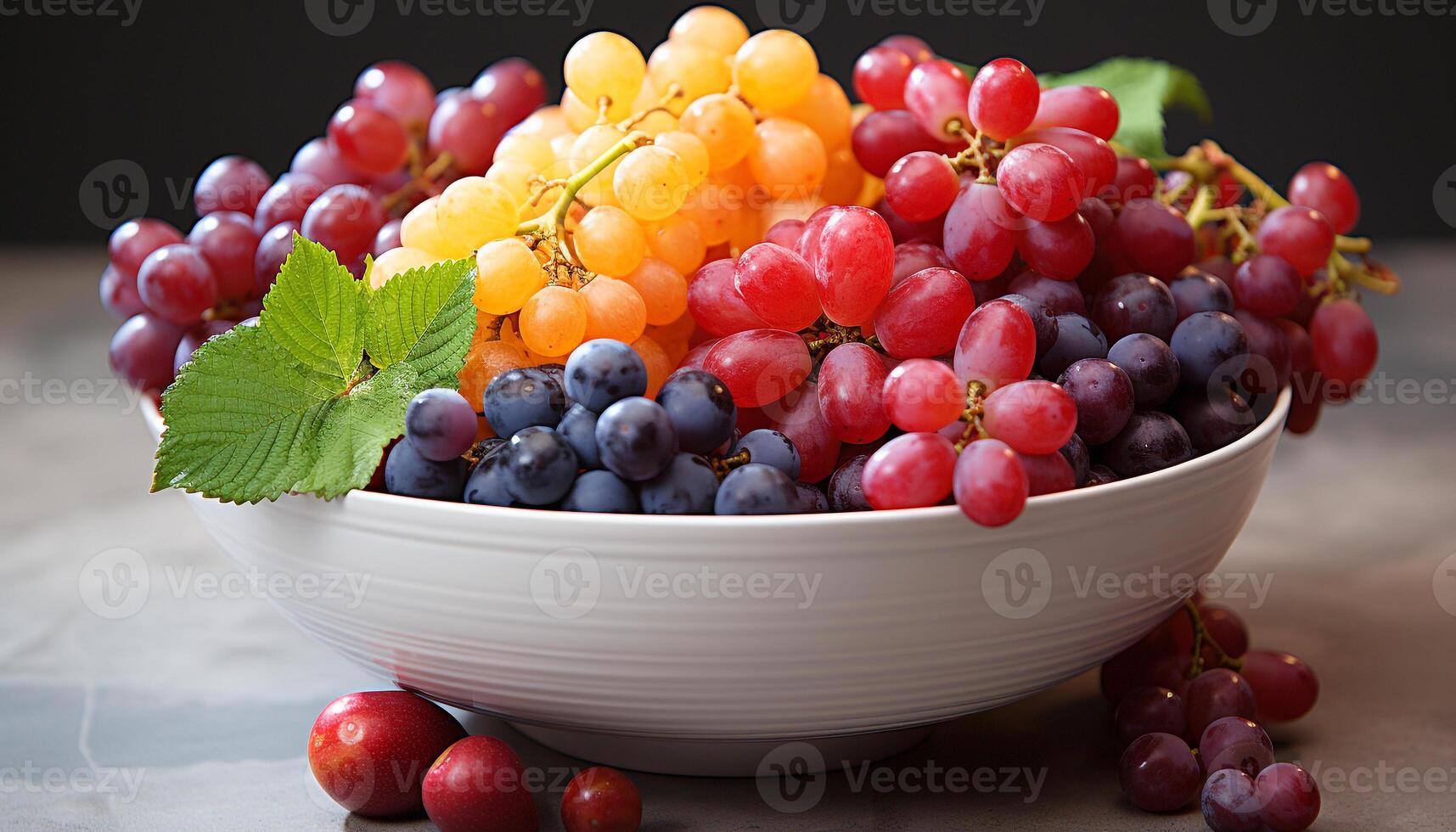 AI generated Fresh fruit bowl on wooden table, a healthy summer snack generated by AI photo
