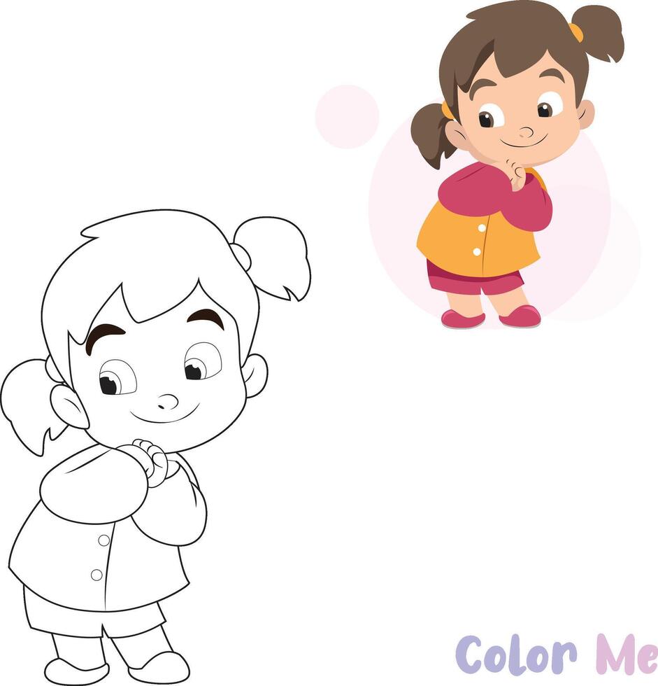 para niños color hojas linda niña vector