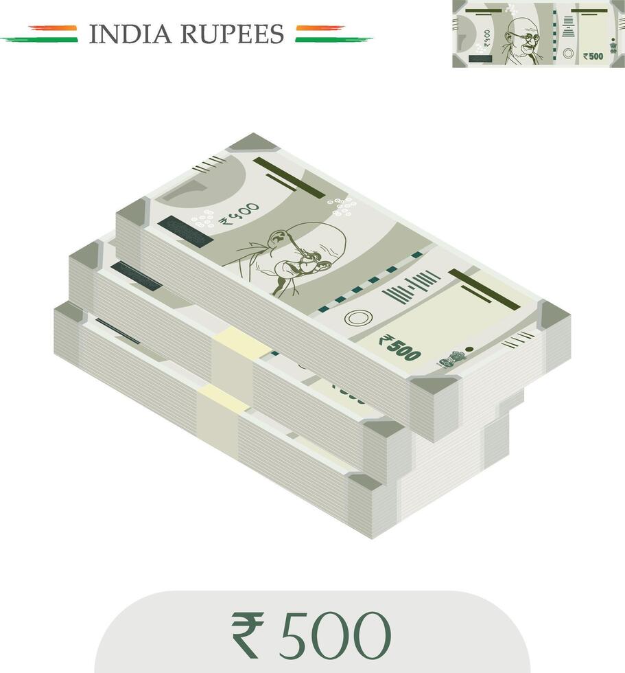 India Currency Rupees 500 Notes vector