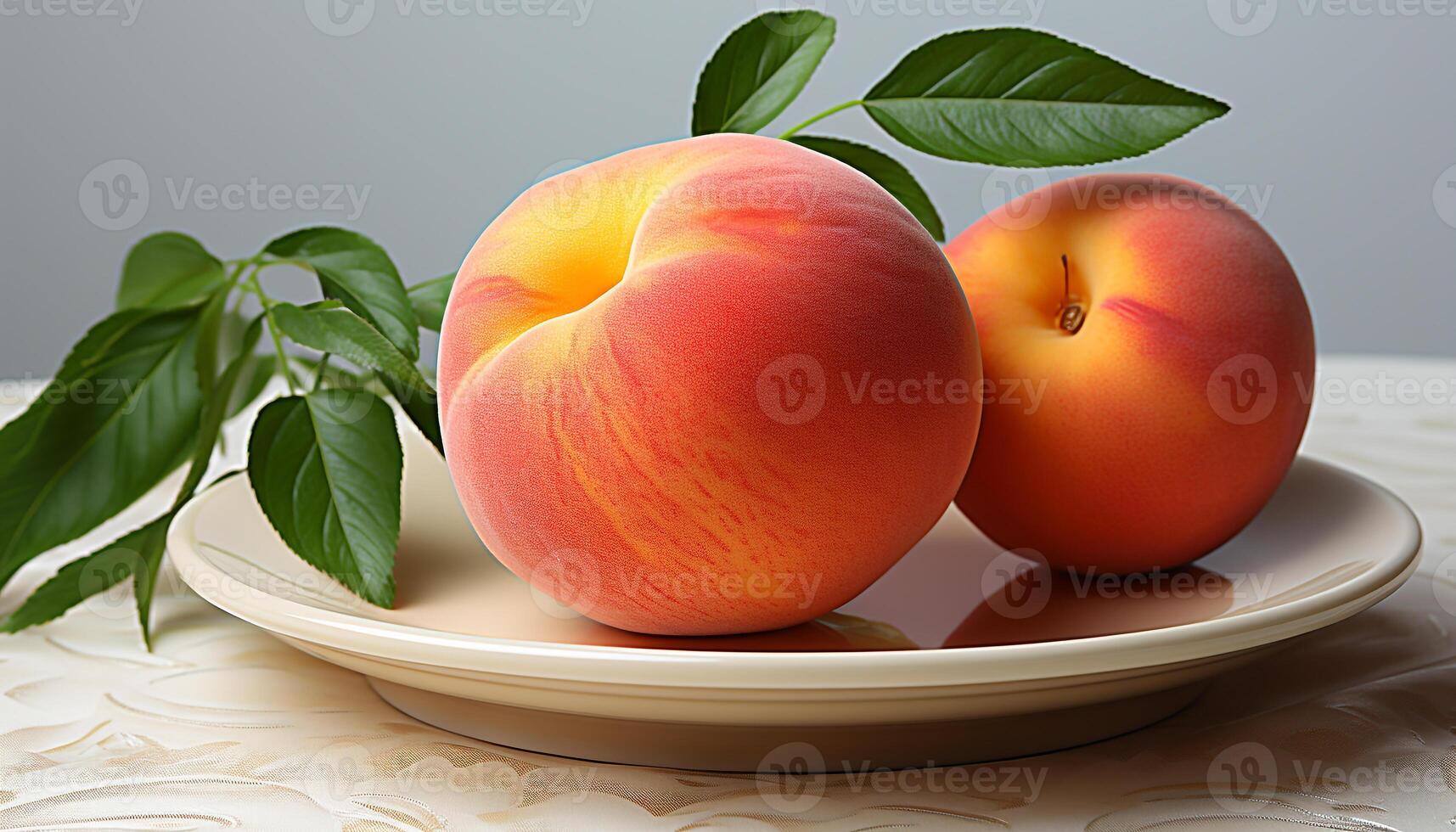 AI generated Freshness and nature in a bowl of ripe, organic peaches generated by AI photo