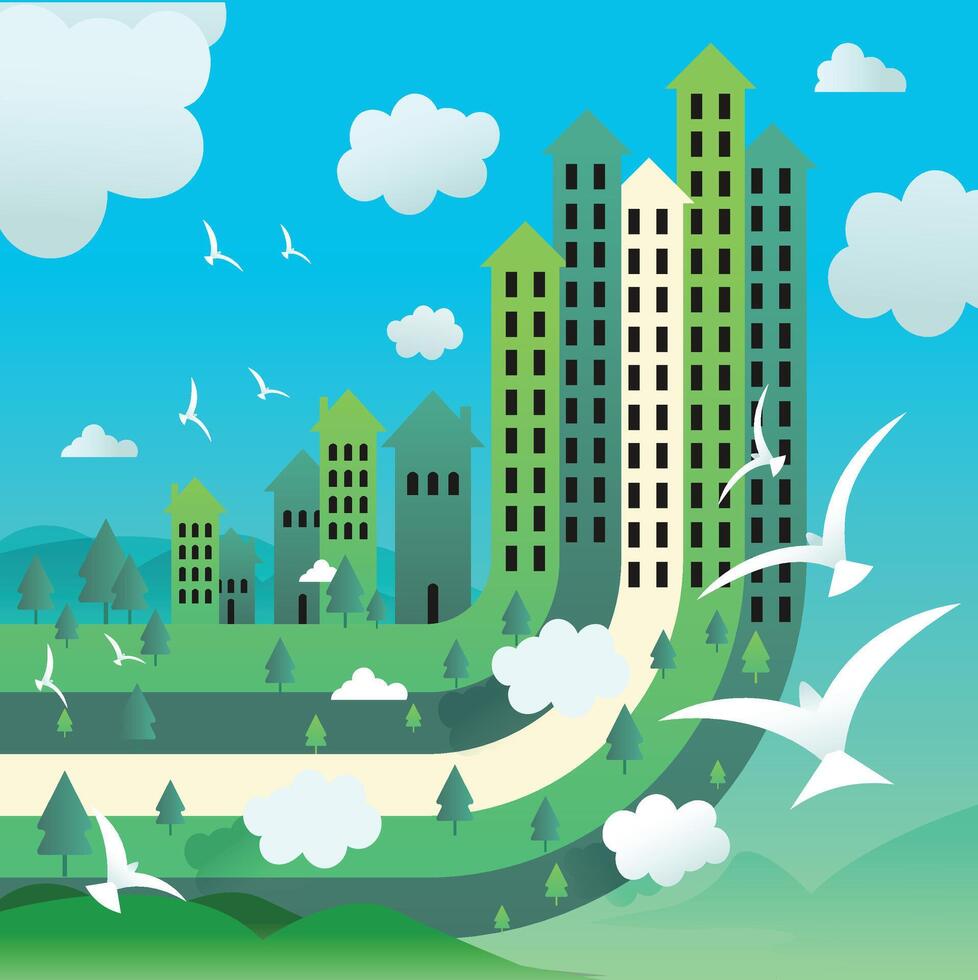 Green House Paper cut Vector