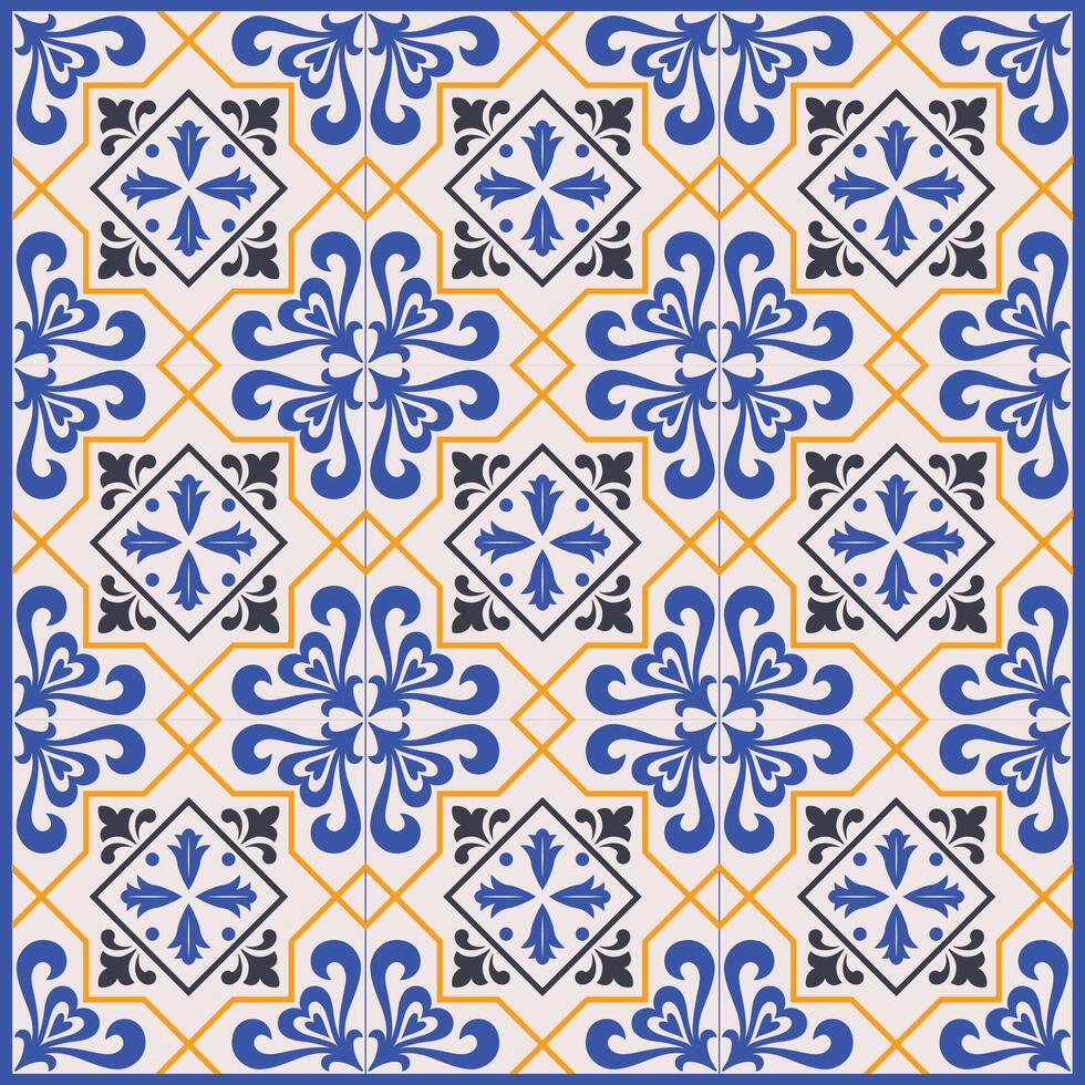 Floor tile oriental Spain collection seamless textures Portugal geometric ceramics Vector arabesque