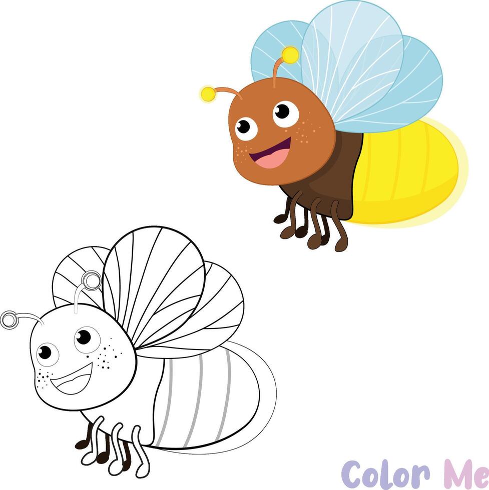 bug children's color sheets printable vector