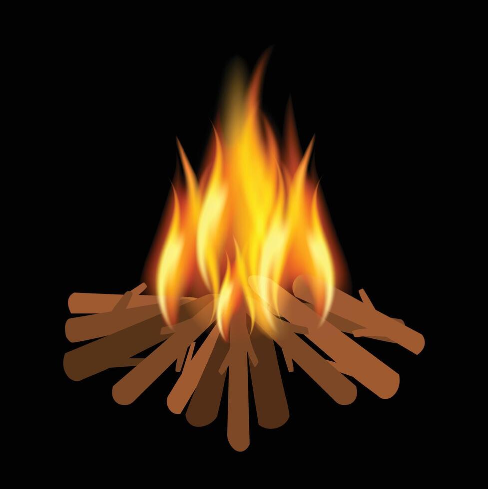 Campfire Vector Art Black Background