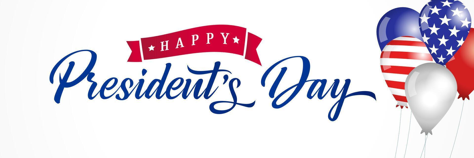 Happy President's Day USA Internet banner. Horizontal design with 3D balloons vector