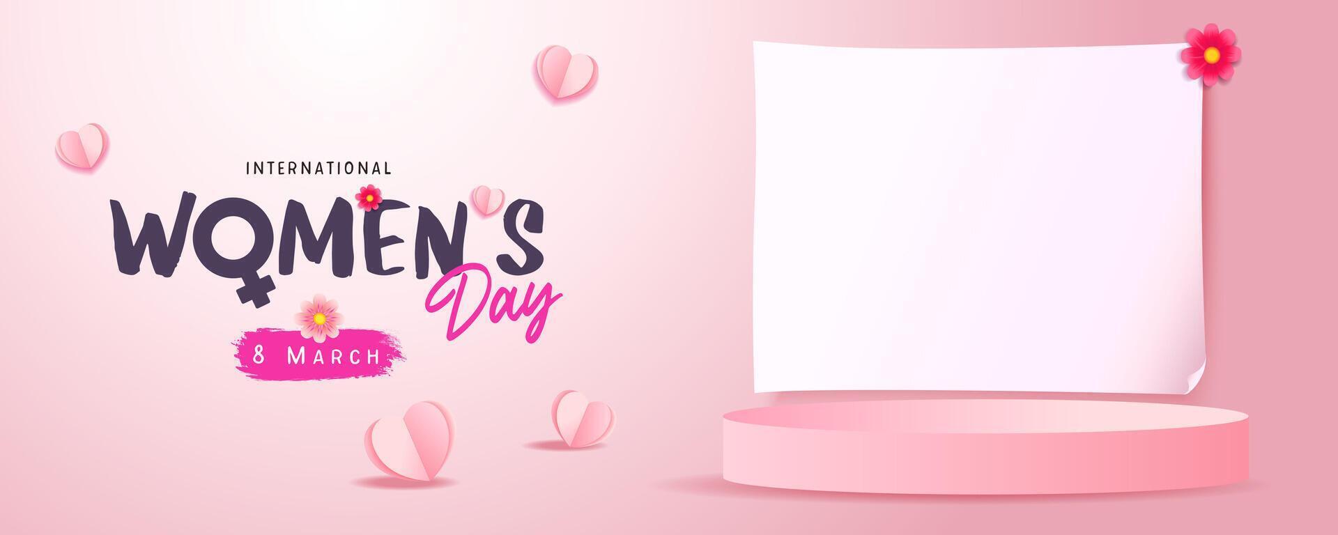 Women's day invitation blank with empty sheet of paper. Blank design vector