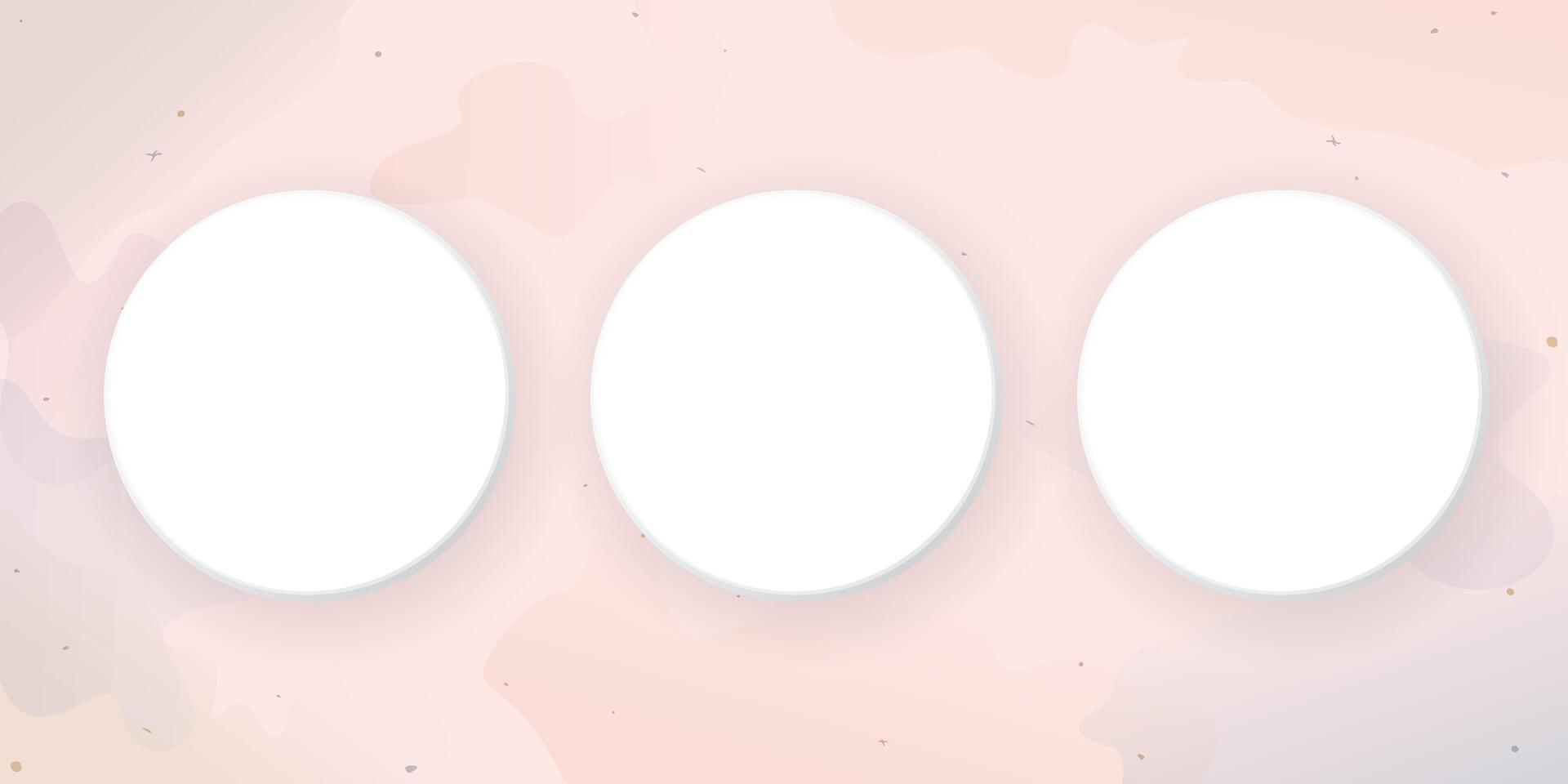 Watercolor stained on pink background with 3D circle frame white colors vector illustration have blank space.