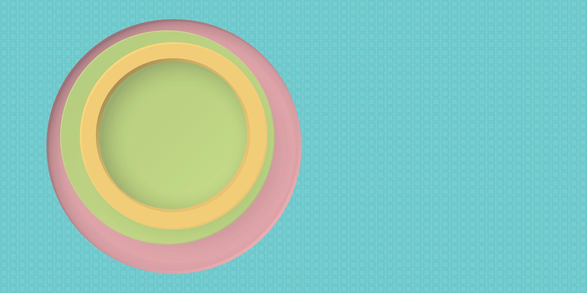 Colorful 3D circle frame on blue background paper cut style vector illustration have blank space.