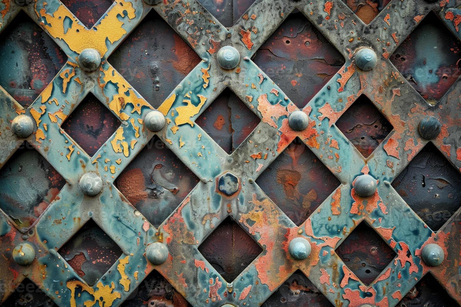 AI generated Abstract Rustic Metal Diamond Pattern Texture photo