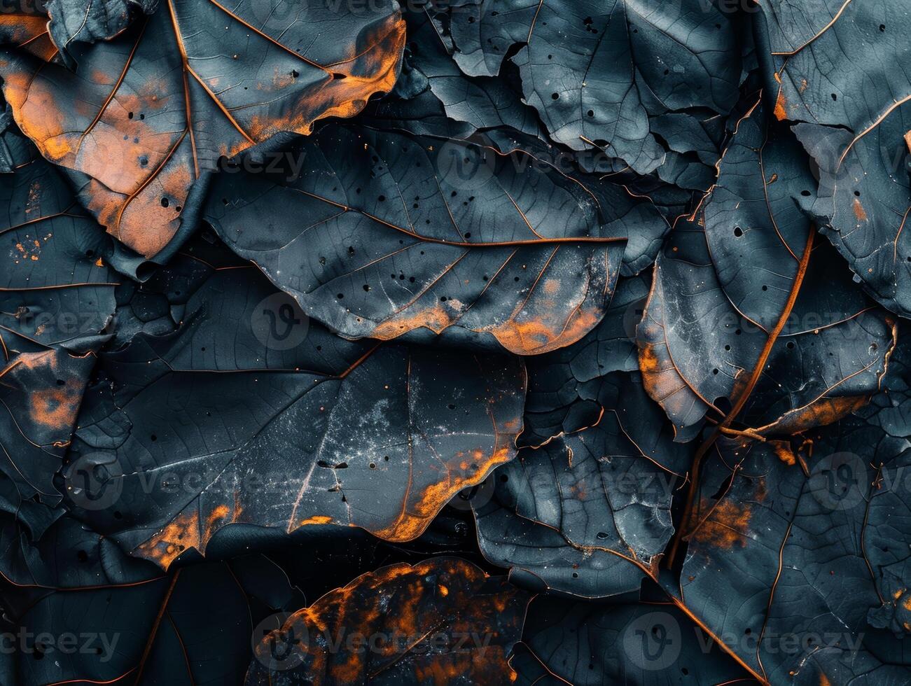 AI generated Dark Autumn Leaves with Orange Accents photo