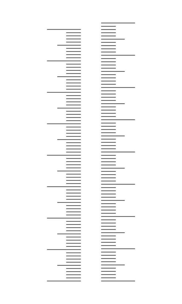 Vertical thermometer scale. Celsius and Fahrenheit markup without numbers. Graphic template for weather meteorological measuring temperature tool vector