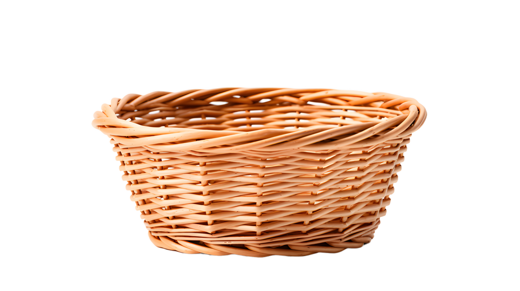 AI generated Empty wicker basket isolated, transparent PNG background