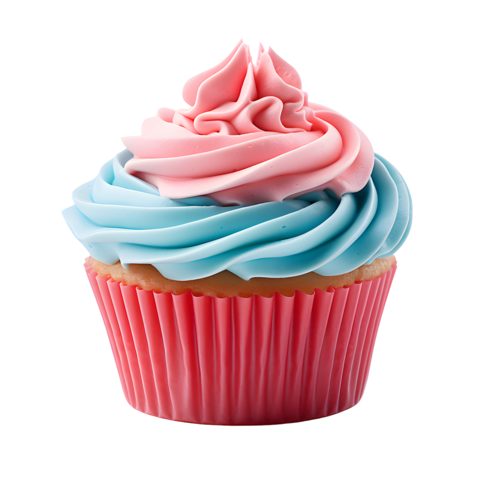 AI generated Cupcake with pink icing and sprinkles isolated
