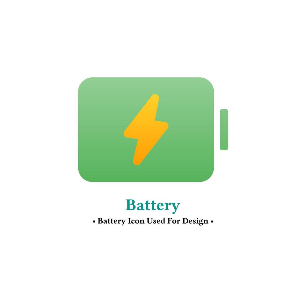 Battery vector icon in modern style isolated on white background. charging, battery, electricity concept icon for web and mobile design. gradient colored style.