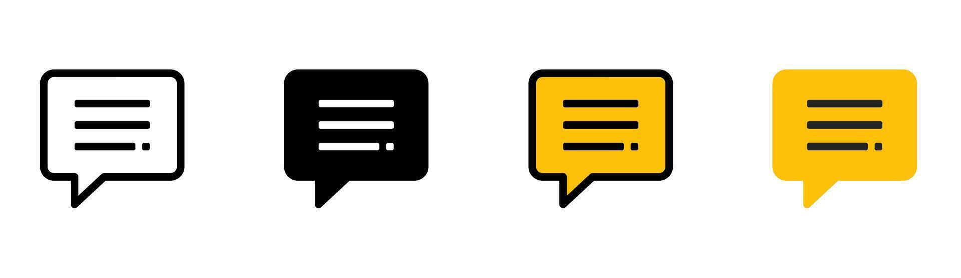 mensaje icono en blanco antecedentes. mensaje símbolo. charlar, comentario, comunicación, escribir. plano y de colores estilos. para web y móvil diseño. vector