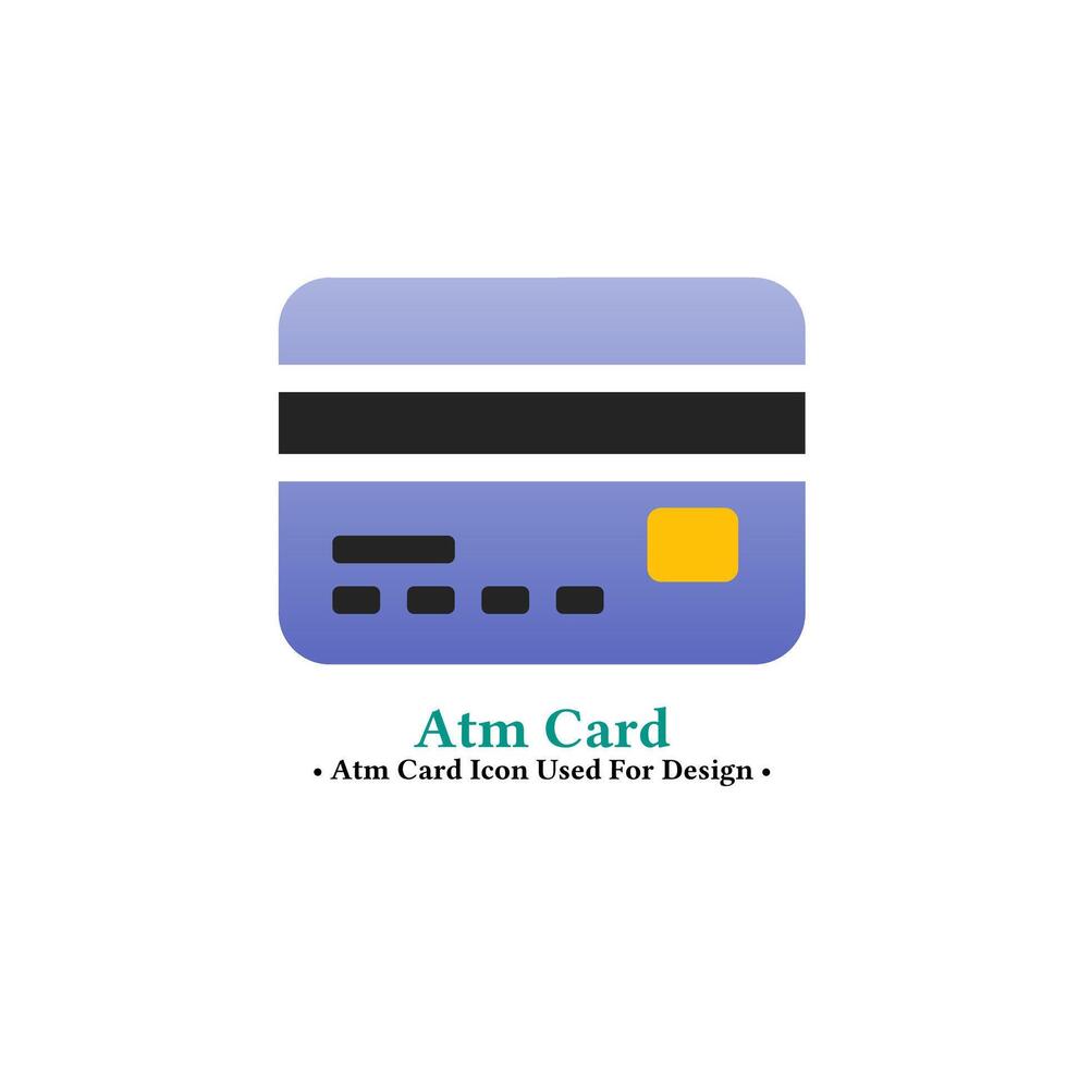 ATM card vector design in modern style isolated on white background.  Online cash withdrawal and payment concept icon for web and mobile design.