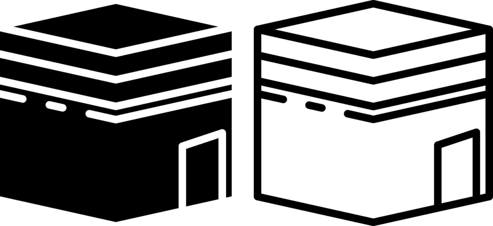 kaaba, kabah icon, sign, or symbol in glyph and line style isolated on transparent background. Vector illustration