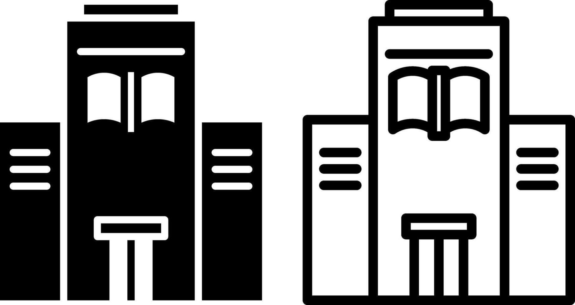 biblioteca icono, firmar, o símbolo en glifo y línea estilo aislado en transparente antecedentes. vector ilustración