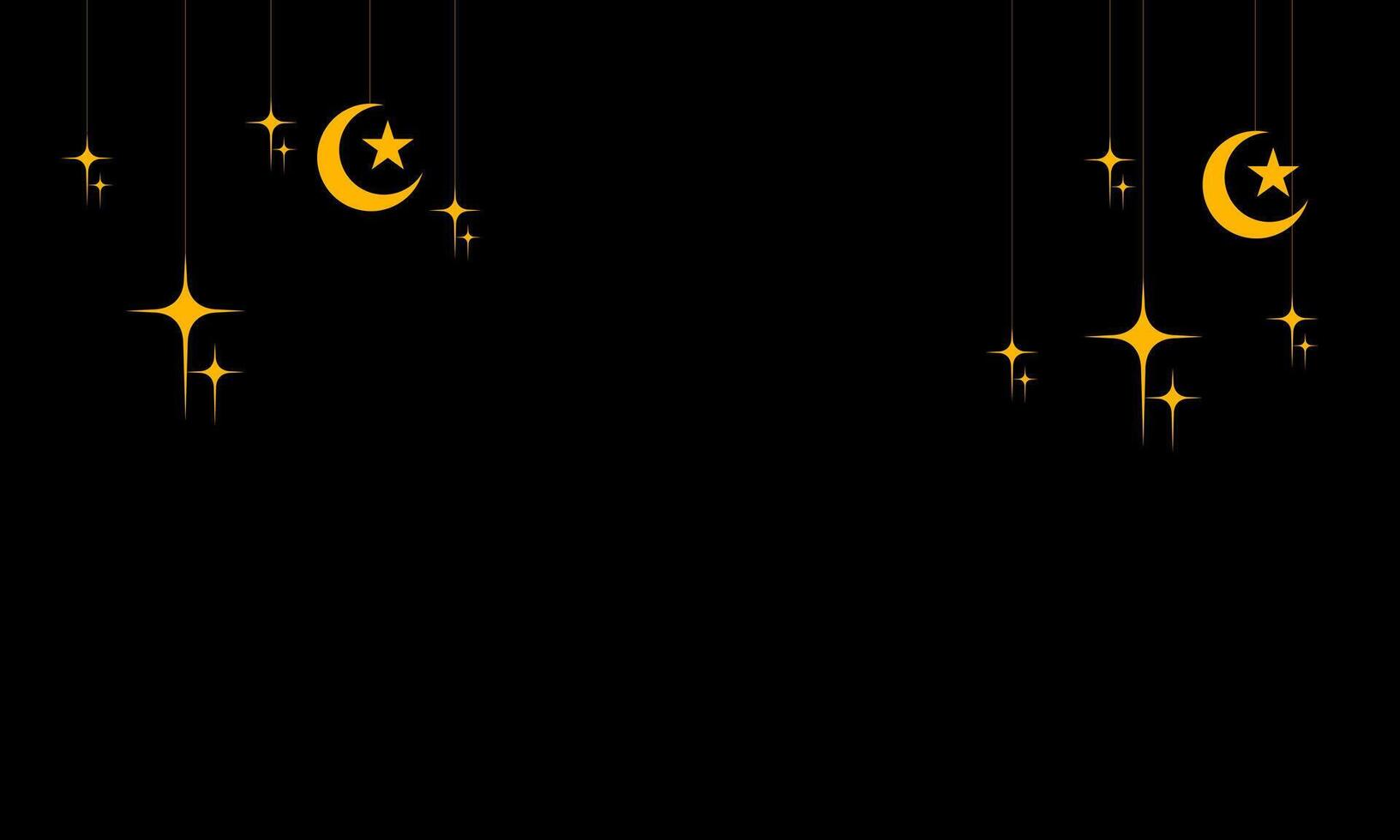 Ramadan kareem minimalist background. Luxury gold ornament, black background, copy space for text. Vector illustration
