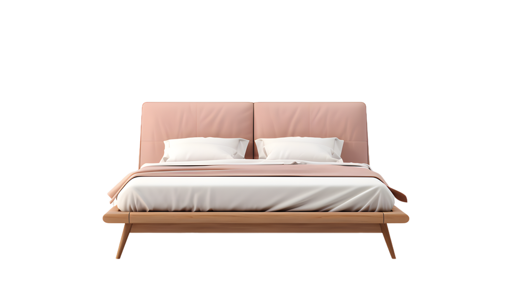 AI generated Luxury modern bed, bedroom furniture, interior, living room bed, white bed isolated, transparent PNG Background