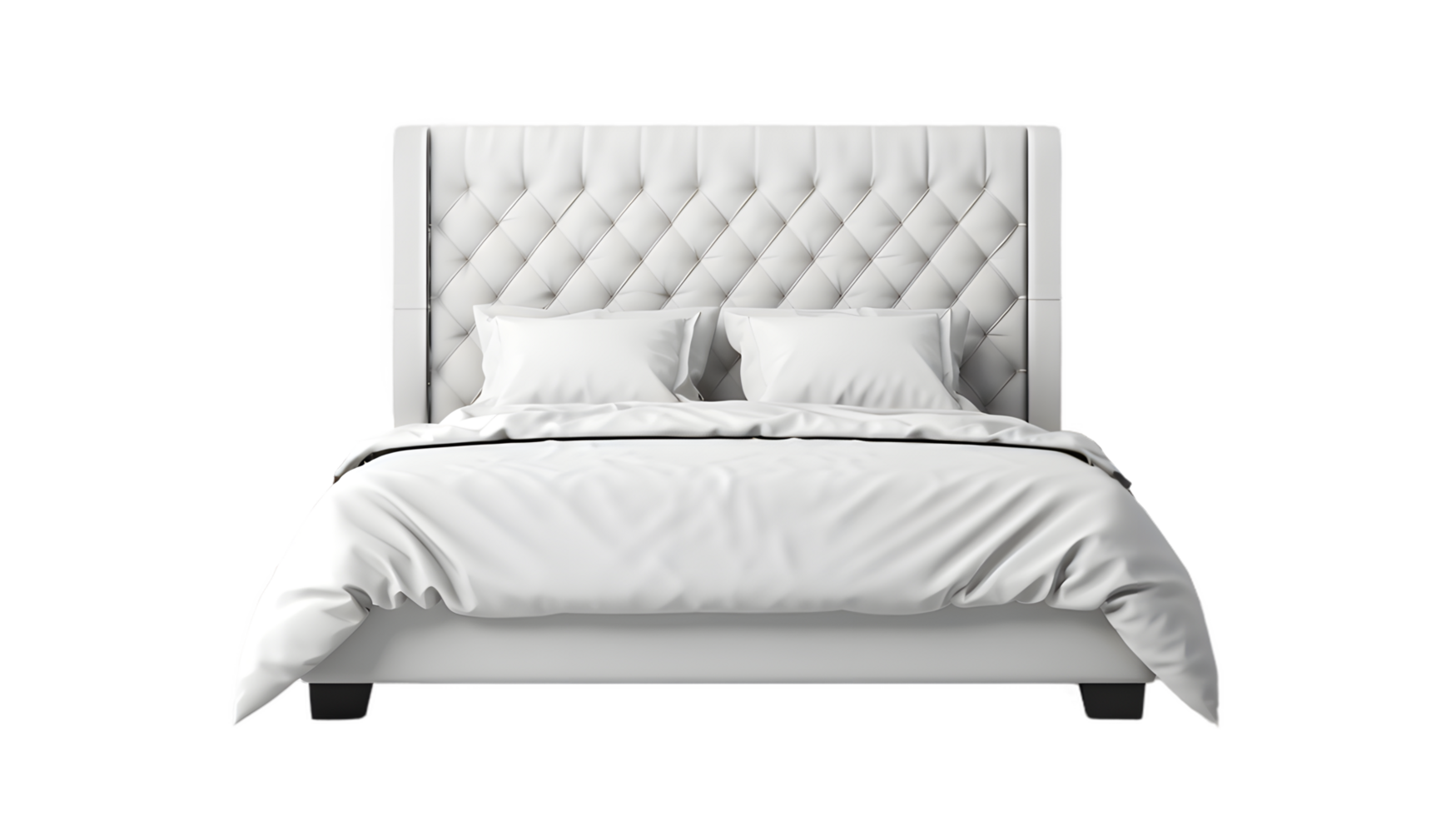 AI generated Luxury modern bed, bedroom furniture, interior, living room bed, white bed isolated, transparent PNG Background