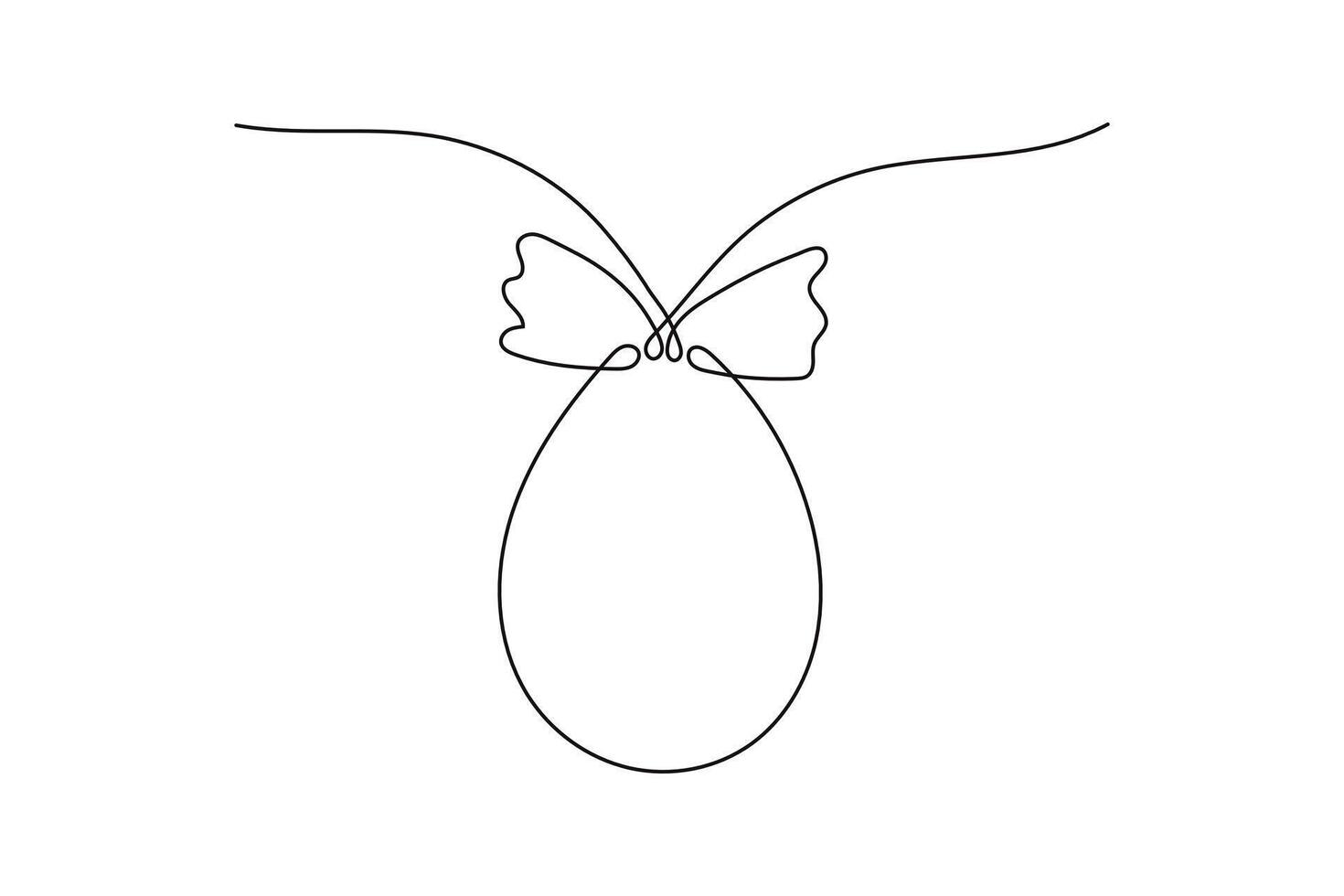 Easter Egg with Bow one Continuous Line minimalist illustration. Simple element for decoration of Holiday cards and banners. Simple Hand drawn Egg-shaped design of outline art with editable stroke. vector