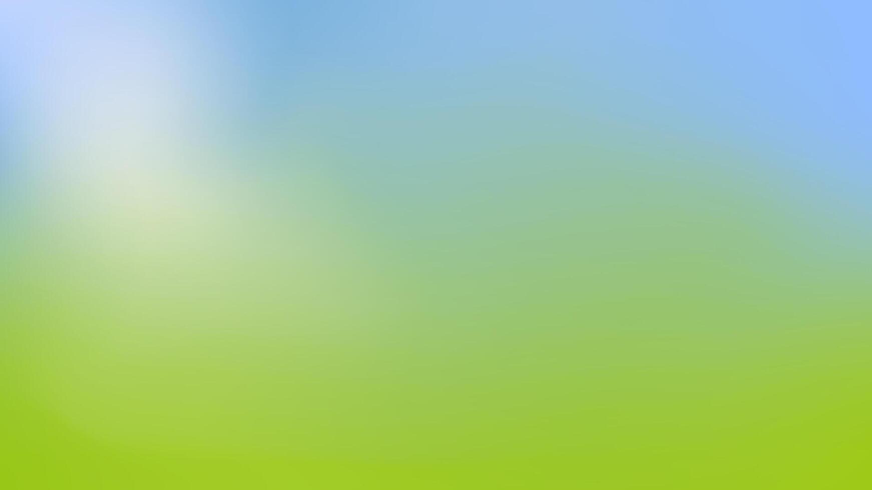 Abstract green blue blurred gradient background. Spring nature horizontal backdrop with lights of sun. Ecology concept for graphic design, banner. vector