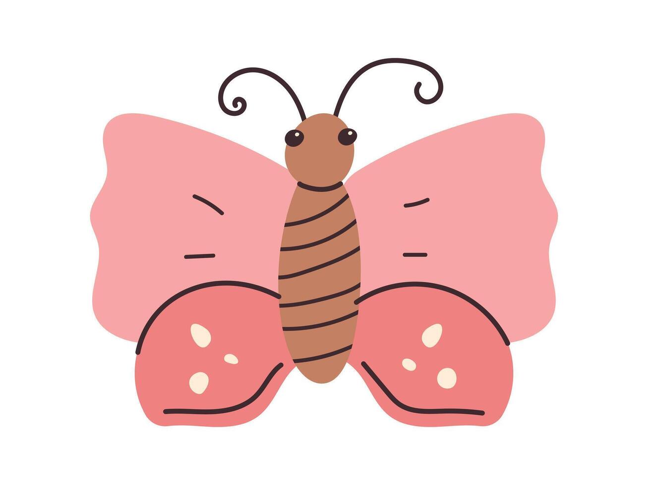 sencillo rosado mariposa en garabatear estilo. minimalista insecto en plano estilo de para niños creatividad. vector ilustración aislado en blanco antecedentes.