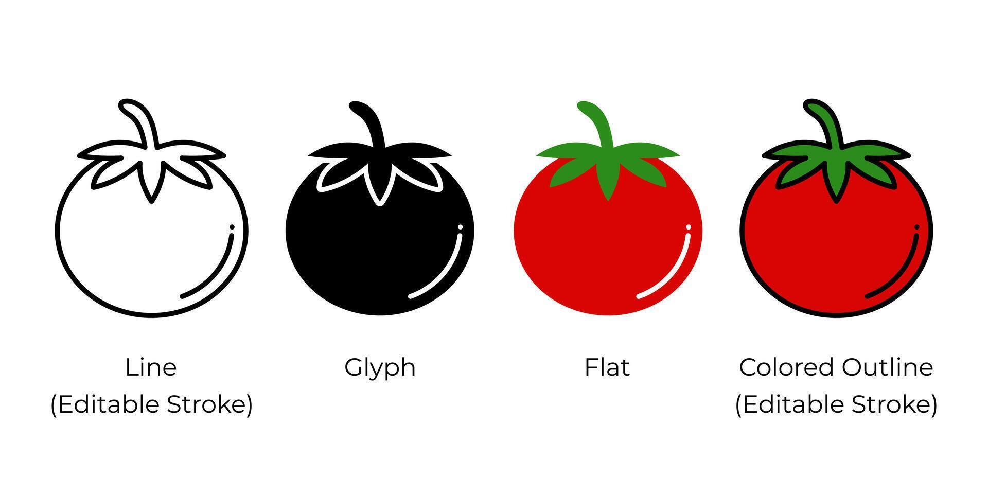 Tomato vector icon set isolated on white background.