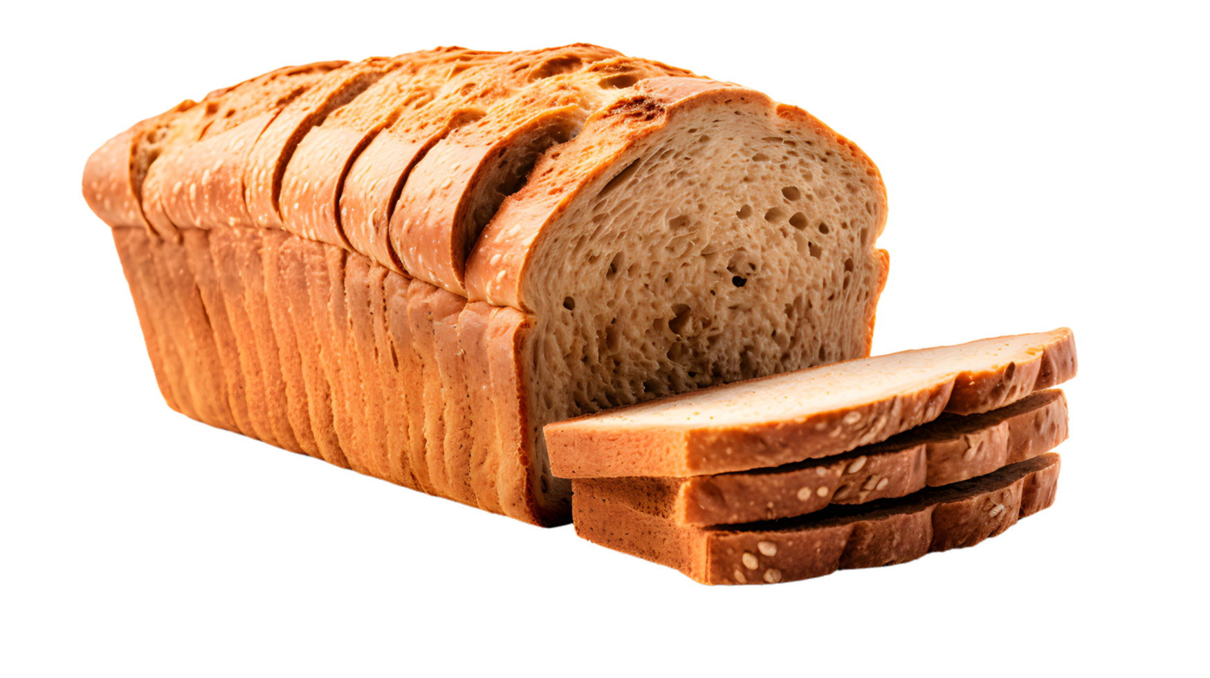 AI generated Sliced loaf of bread isolated, transparent PNG background