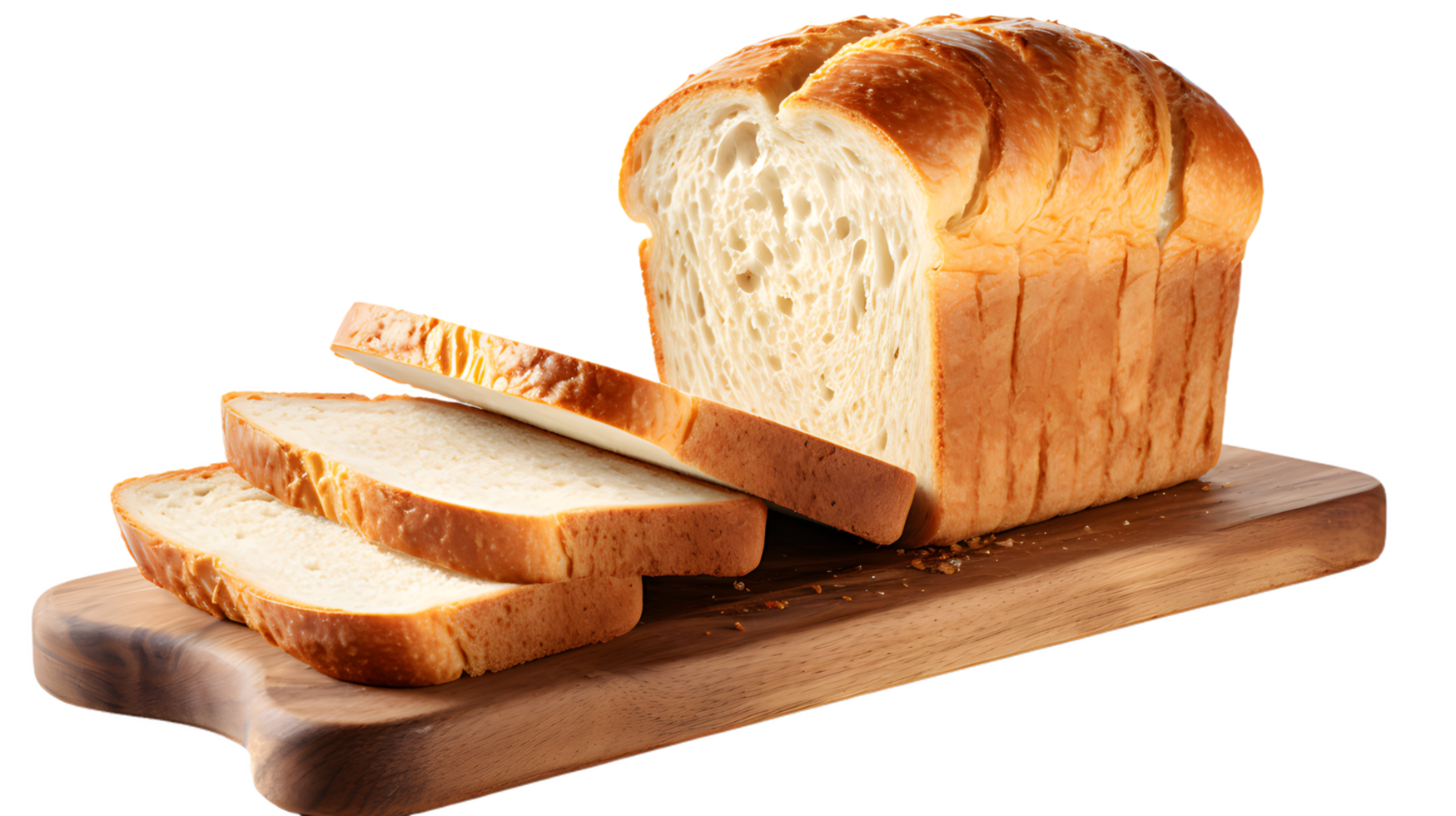 AI generated Sliced loaf of bread isolated, transparent PNG background