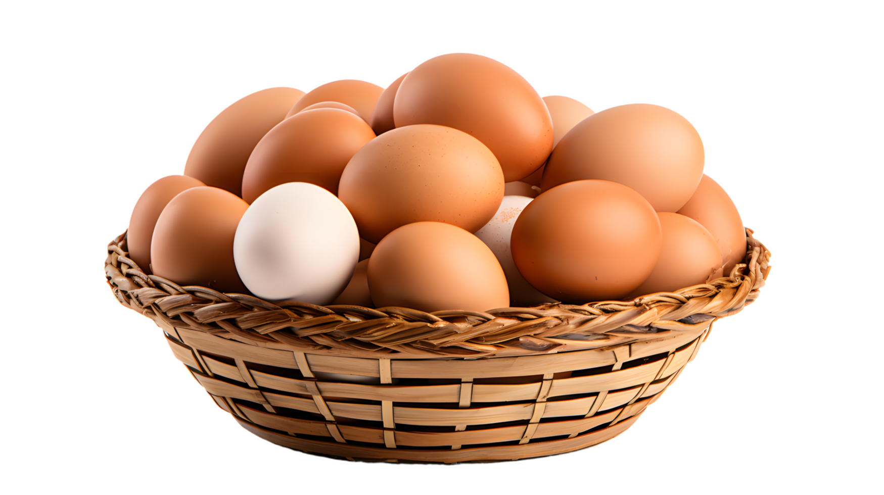 AI generated Eggs in a basket isolated, transparent PNG background