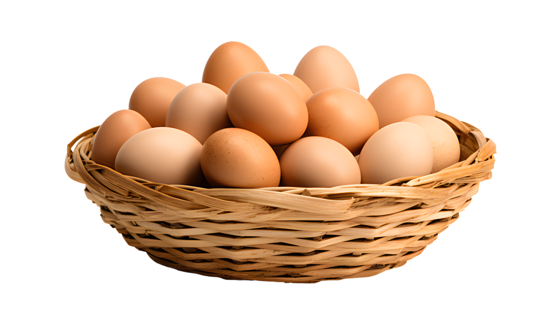 AI generated Eggs in a basket isolated, transparent PNG background