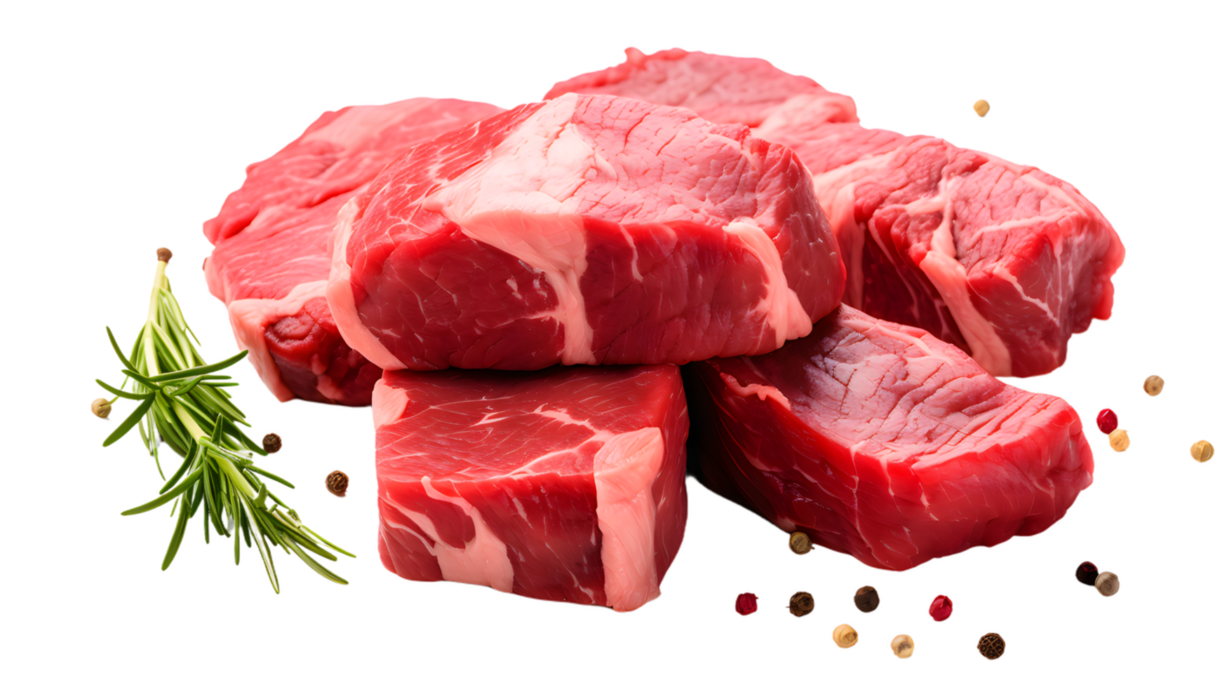 ai generado crudo carne de vaca carne en transparente antecedentes png