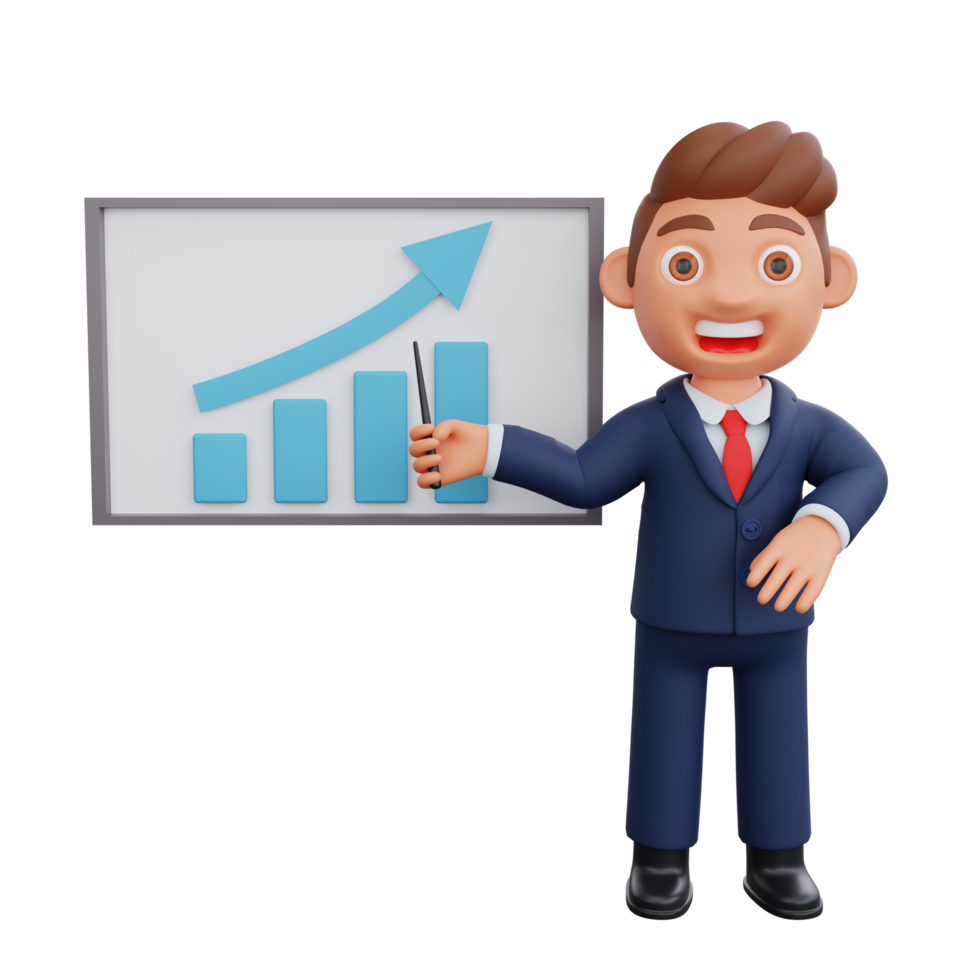 3d Illustration Businessman giving business presentation png