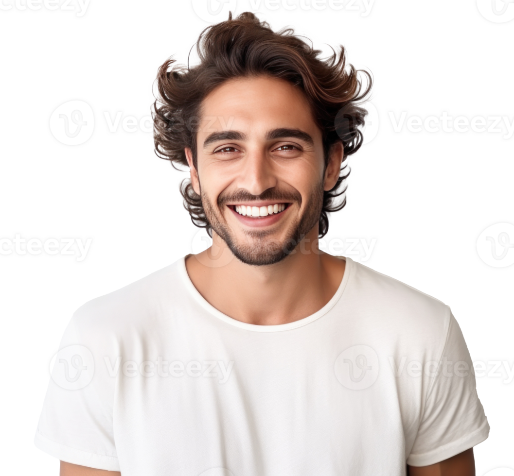 AI generated man smiling behind isolated background png
