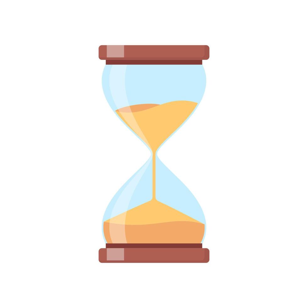 Hourglass isolated on white background. Vintage sandglass with sand inside to measure time. Vector illustration.