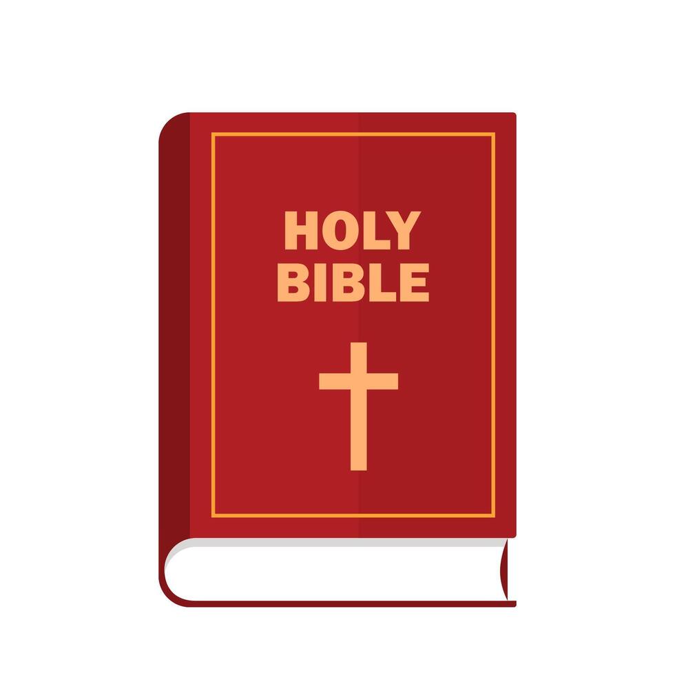 Bible. The holy book of Christians. Religion, attributes of Christianity. Holy Bible. Vector flat illustration.