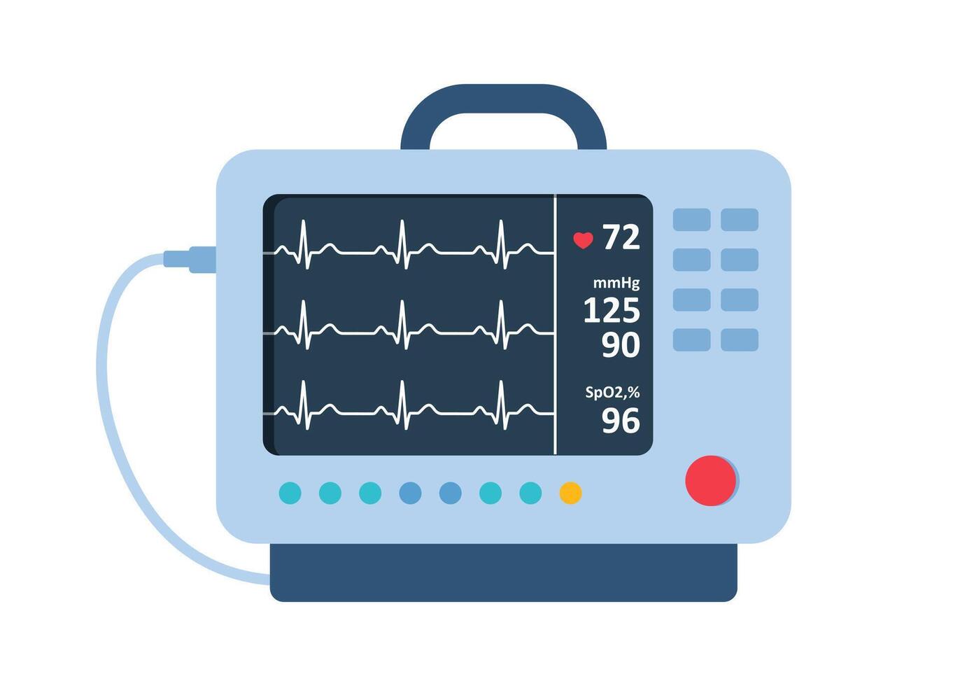 cardíaco monitor. paciente supervisión médico equipo. monitor para detector cambios en paciente bienestar. crítico supervisión médico equipo. vector ilustración.