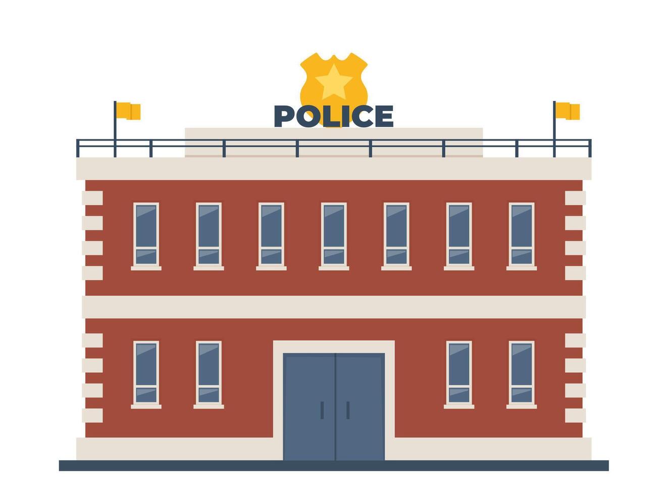 Police Station Department Building, front view. Vector Illustration.