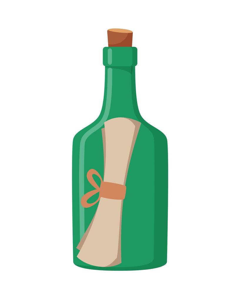 Message in the bottle. Pirates symbol stock vector illustration.
