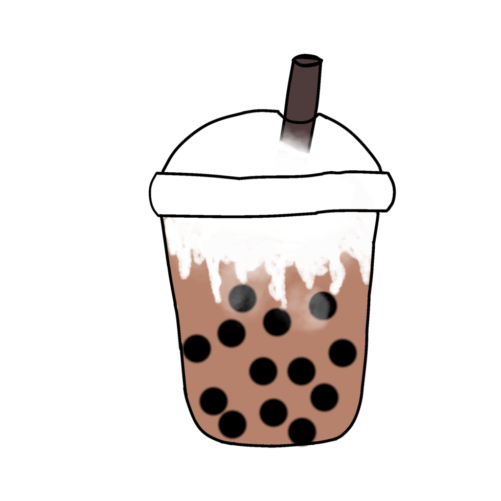 Bubble milk tea in the cup.f png