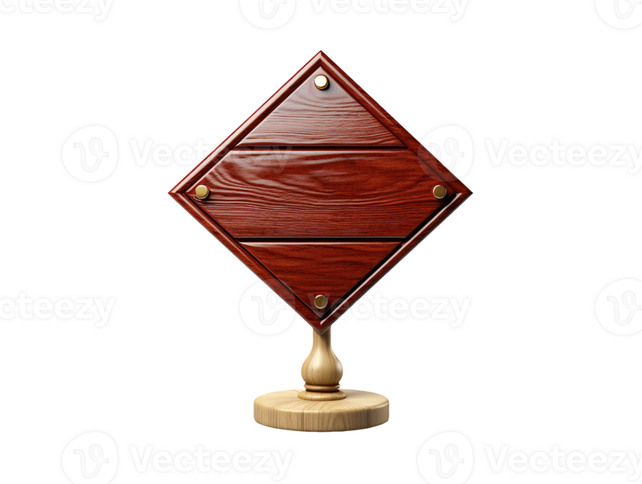 AI generated wooden sign with wooden stand on transparent background png