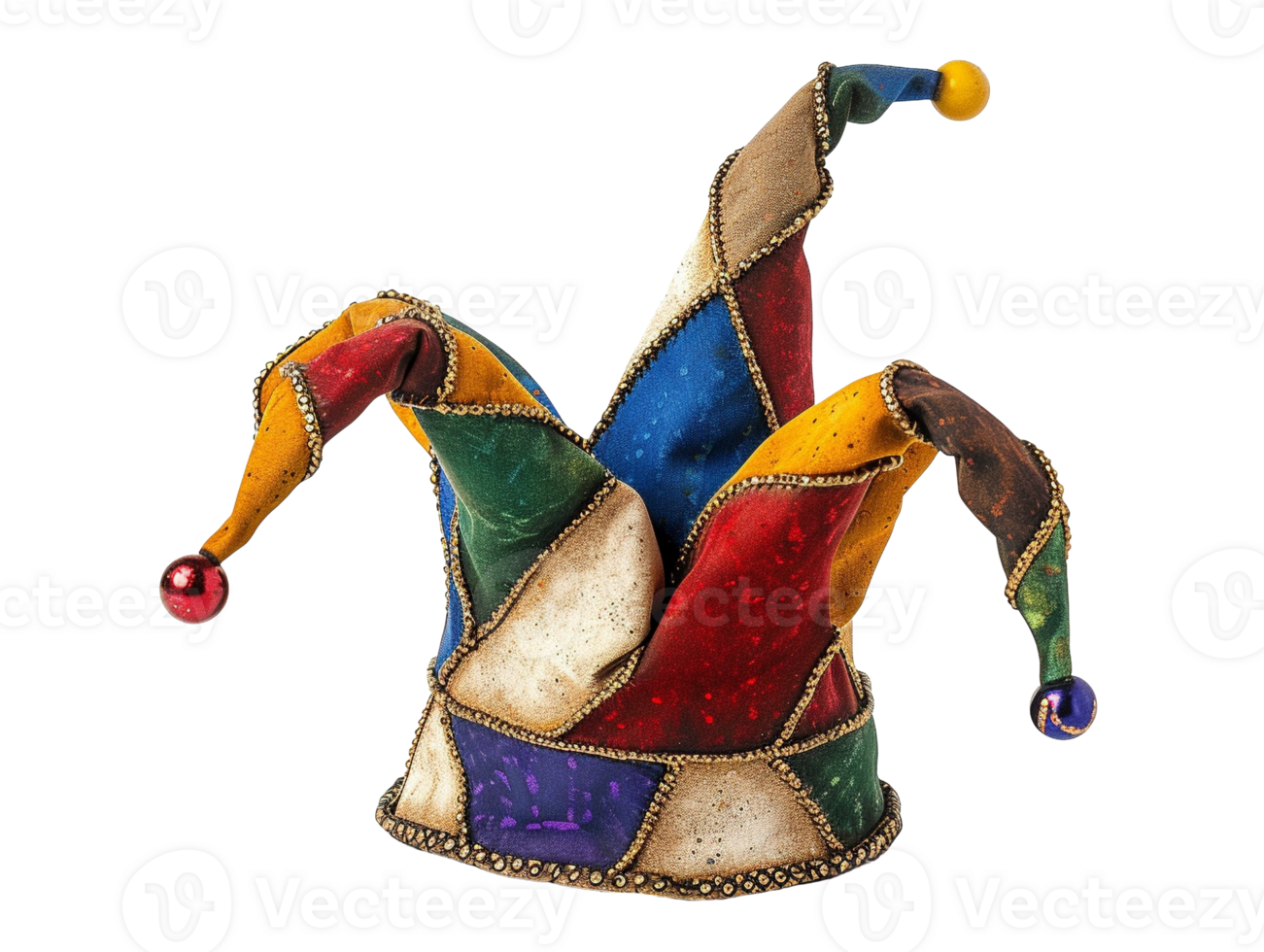 AI generated colorful jester hat png