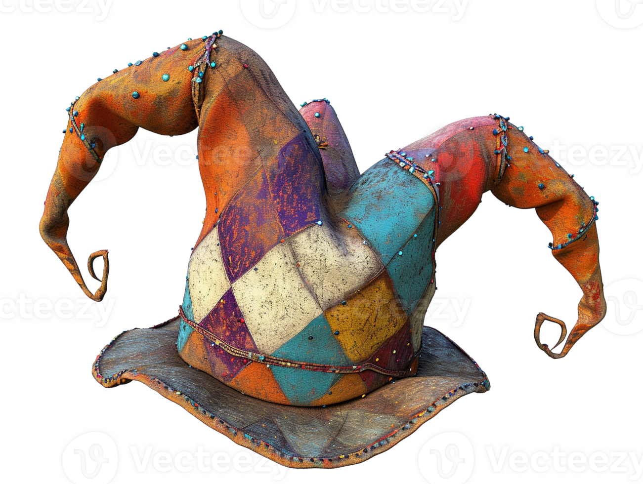 AI generated colorful jester hat png